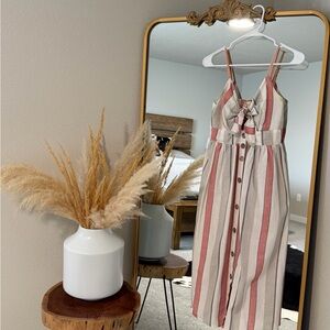 Japna Striped Midi Dress in light red and Cream